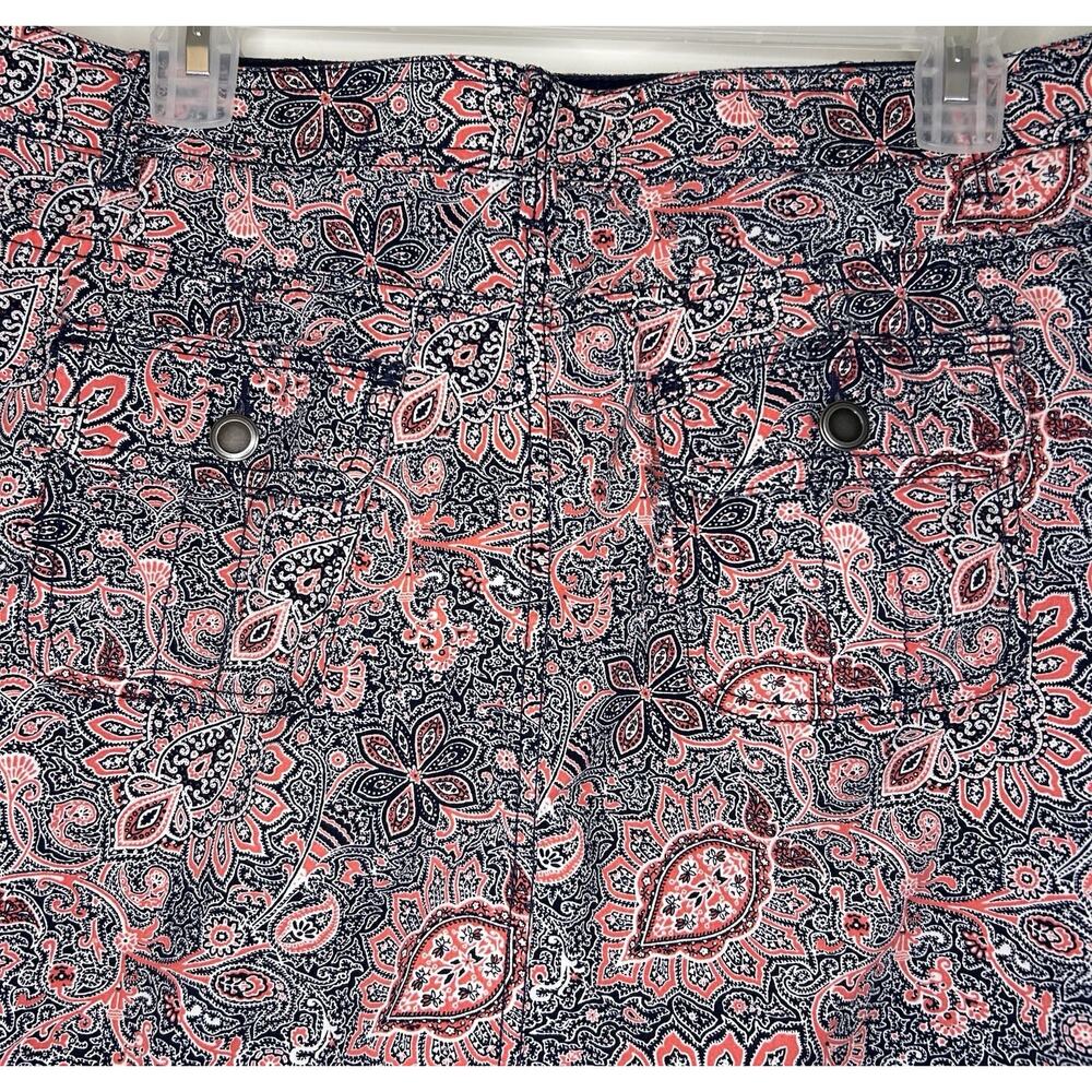 CROFT & BARROW Blue Floral Paisley Cotton Stretch Skirt Skort Classic Womens 12 - Picture 4 of 7